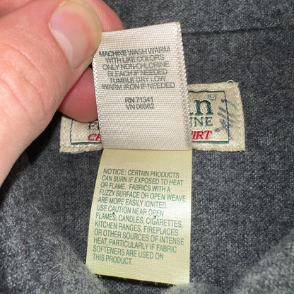 LL Bean VTG Mens L Chamois Cloth Gray Shirt Soft Cozy Flannel Cotton 90s