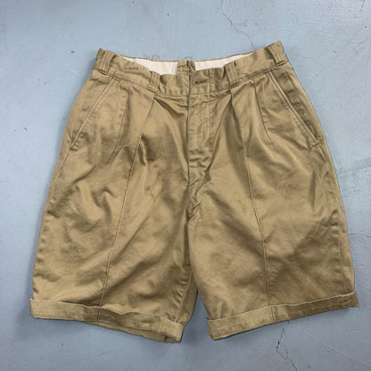 WWII era US Army Shorts Athletic Khaki Chino Pleated Missing Button Rare