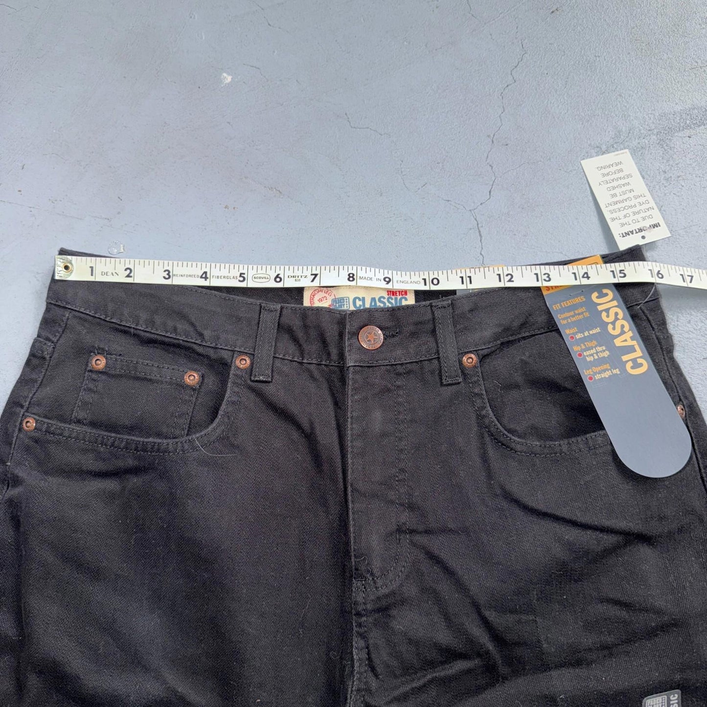 Faded Glory Classic Jeans Women's Size 12 Black Solid Straight Leg Stretch New