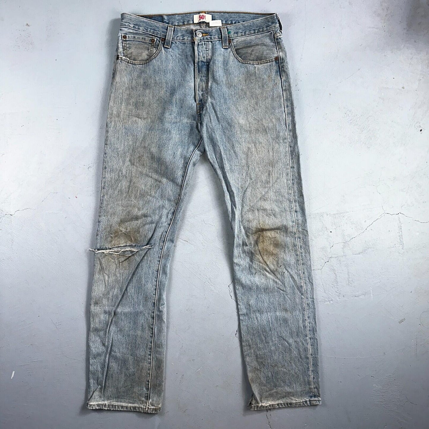 Levis 501 Vintage Y2K XX Straight Leg Jeans Blue Light Wash 35x34 Act 34x34