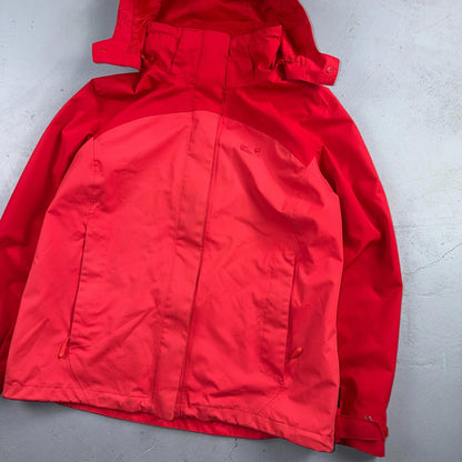 Jack Wolfskin Rain Jacket Womens XL Red Full Zip Windbreaker Outdoors Parka