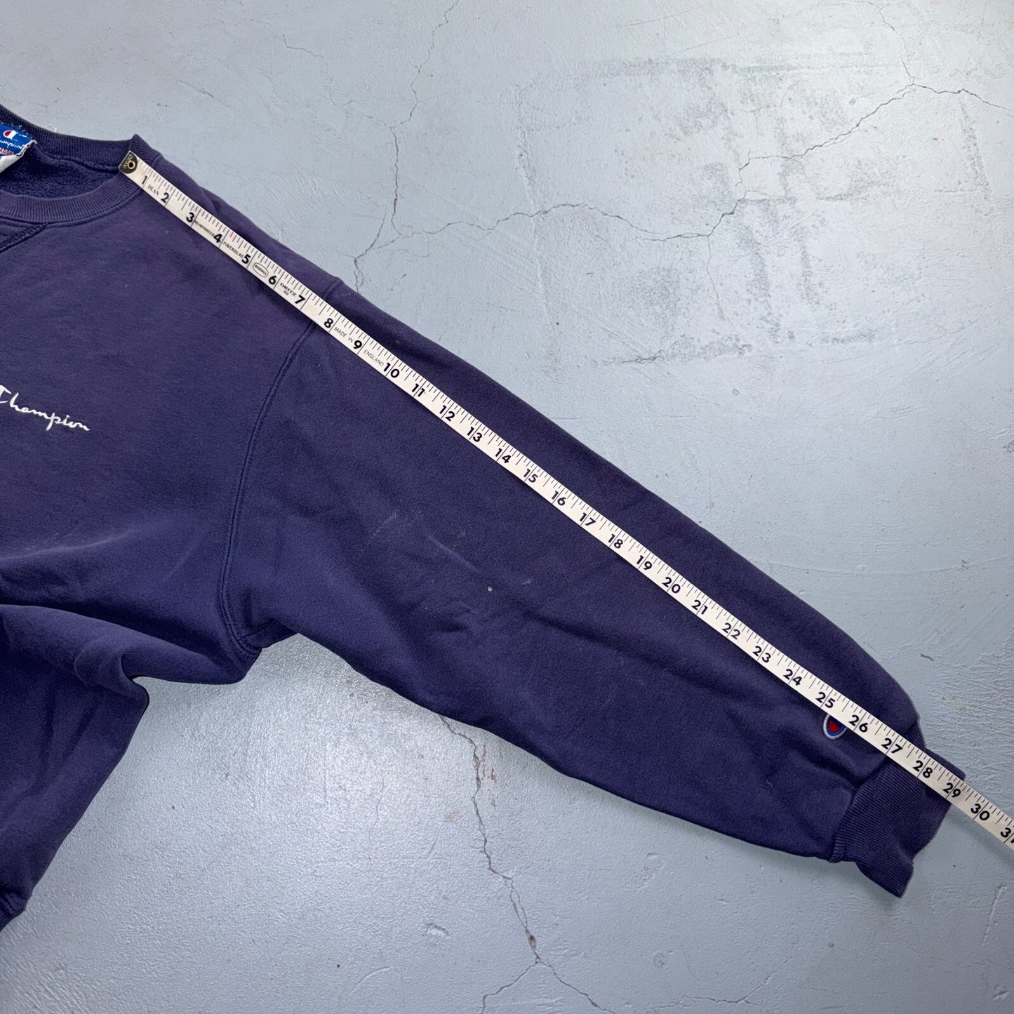 VTG Champion Crewneck Sweatshirt Navy Embroidered Logo USA 2XL Thrashed Gym