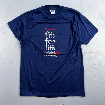 Hanes 80s Fit For Life VTG T Shirt Gym Fitness Large Single Stitch Graphic Cool