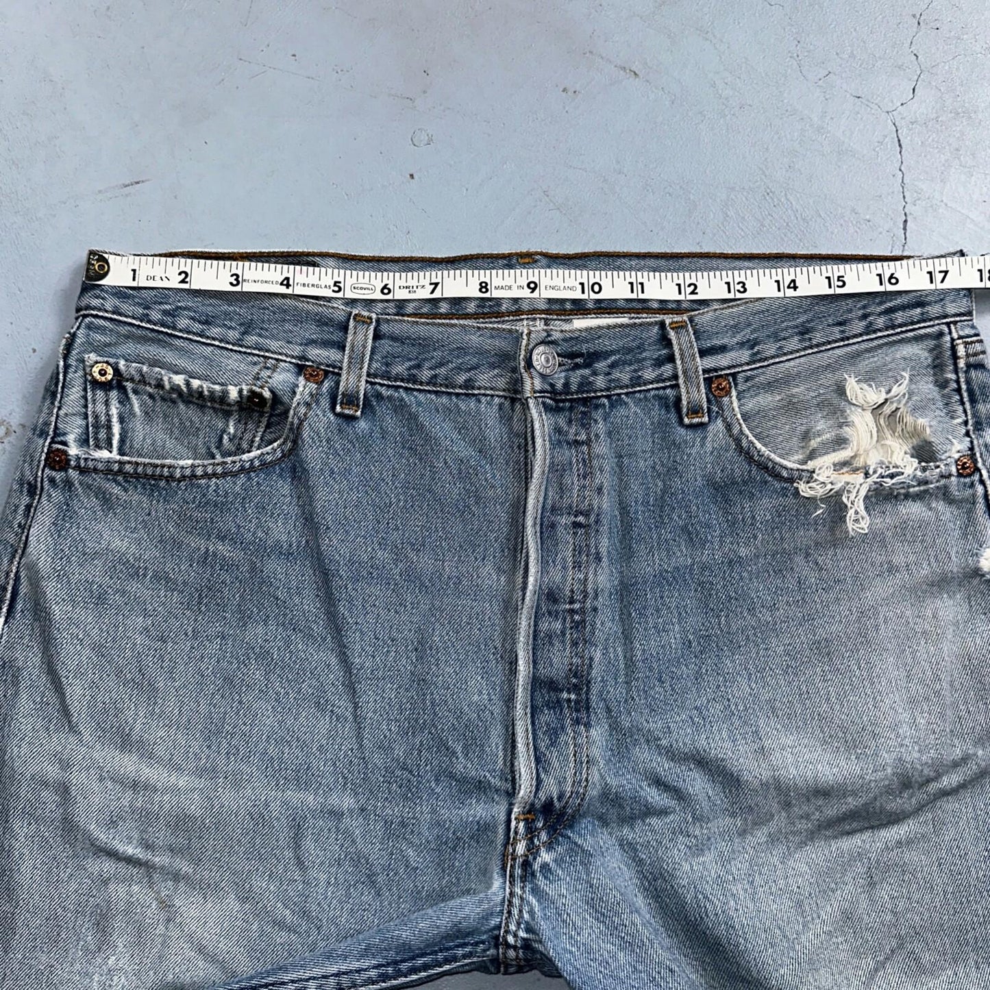 Levis 501 Vintage 90s XX Straight Leg Mexico Jeans 36x29 Light Wash Act 35x28