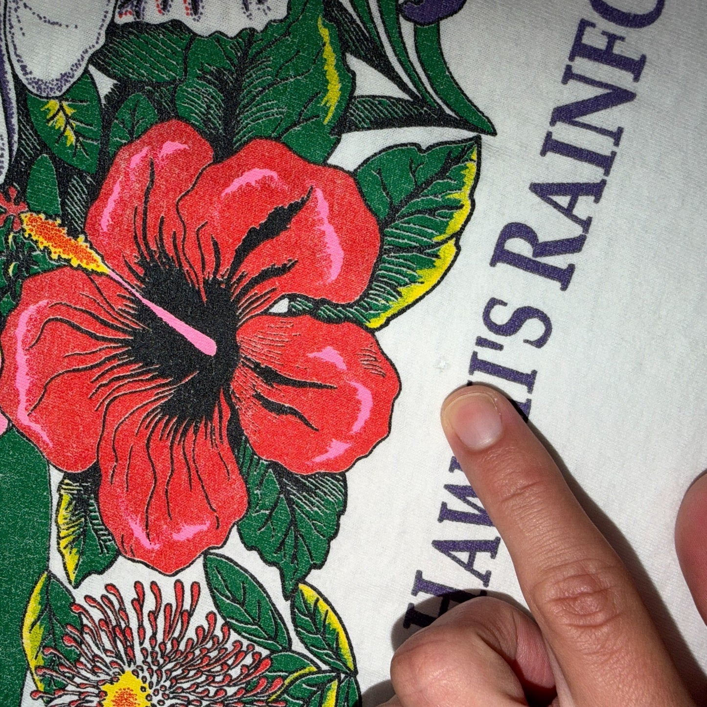 Vintage 90s Protect Hawaii Rainforests T Shirt Hanes Floral Nature Graphic Art