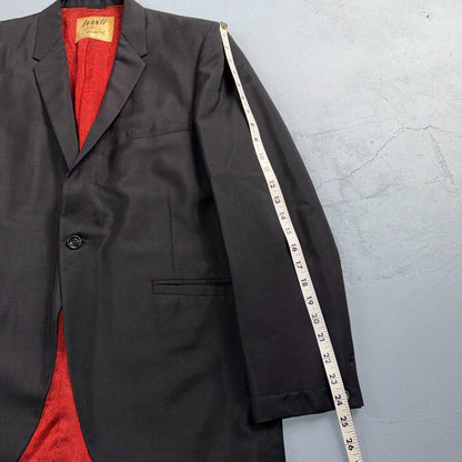VTG Mens 2 PC Suit 40 Jacket Coat Pants Black Rockabilly 60s 1960s Gab Poly West