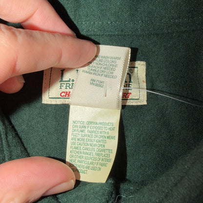 LL Bean VTG Mens XL Chamois Cloth Green Shirt Soft Cozy Flannel Cotton 90s