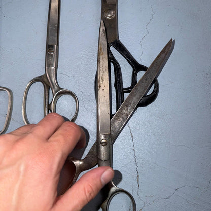 4 Pairs of Used Vintage Scissors Silver Handle Henkel Italy Steel Rare 60s