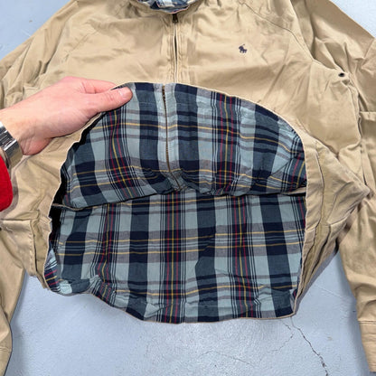 Polo Ralph Lauren Vintage Reversible Plaid Tan Jacket Coat Cotton M Rare 90s