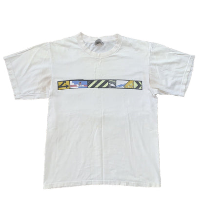 Nike Vintage T Shirt Mens White Small Y2K Silver Skateboard Cone Surf Ocean