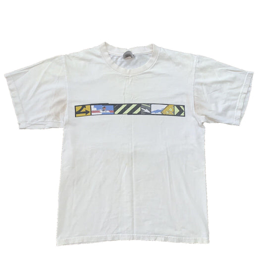 Nike Vintage T Shirt Mens White Small Y2K Silver Skateboard Cone Surf Ocean