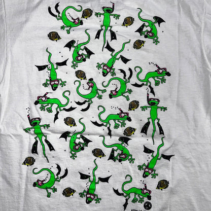 Hawaii Lizards Snorkling 90s VTG T Shirt FOTL Single Stitch Fish Gecko Cute