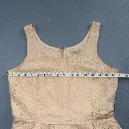 J Crew Lace Ivory Swirling Lace Pleated Sleeveless Dress Women's Size 4 Spring
