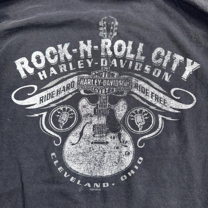 Harley Davidson Y2K Long Sleeve Grunge VTG T Shirt Cleveland Ohio Music 2000s