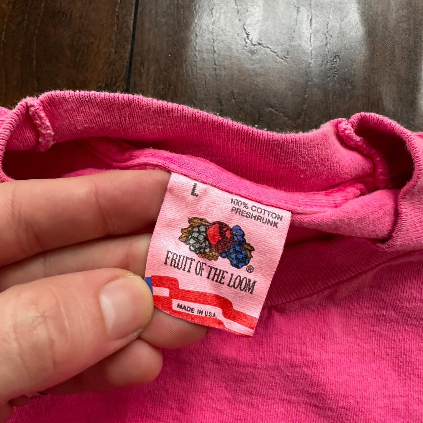 Fruit of The Loom Pink USA Vintage T Shirt FOTL Blank Simple Essential 90s