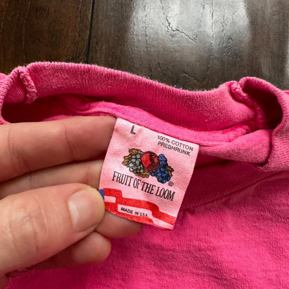 Fruit of The Loom Pink USA Vintage T Shirt FOTL Blank Simple Essential 90s