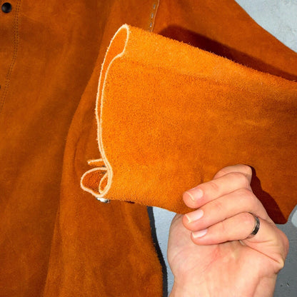 VTG 60s 50s Brown Suede Leather Button Jacket Western Snap Rockabilly Staple