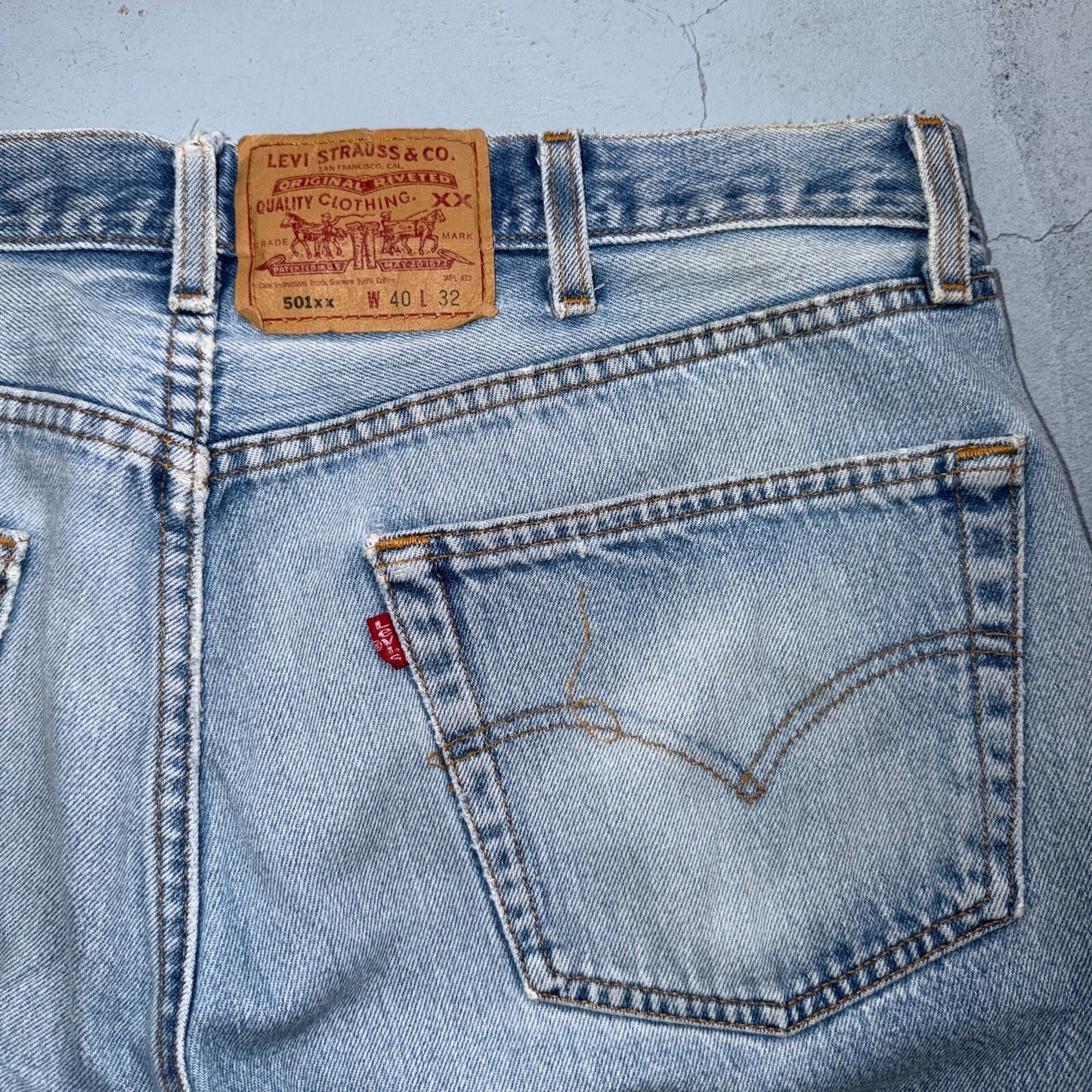 Levis 501 Vintage 90s USA XX Straight Leg Jeans Blue Thrashed 40x32 Act 37x28