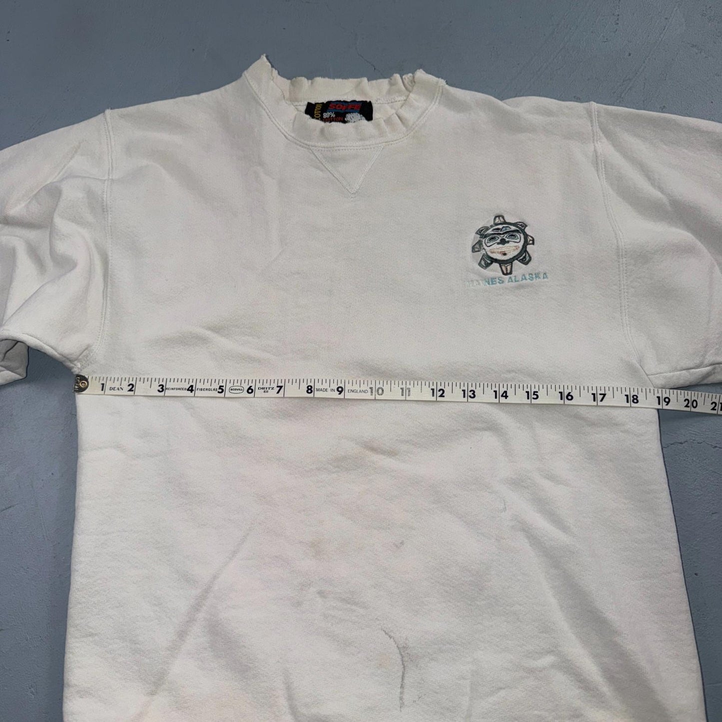 VTG Haines Alaska Sweatshirt Mens Medium White Soffe Travel USA America Basic