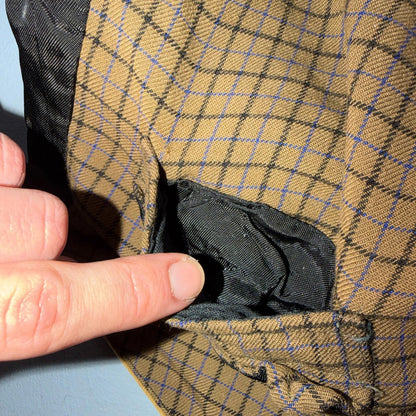 VTG Buckle Back Vest Mens Black Waistcoat Size S 1940s 1950s Plaid Double Sided