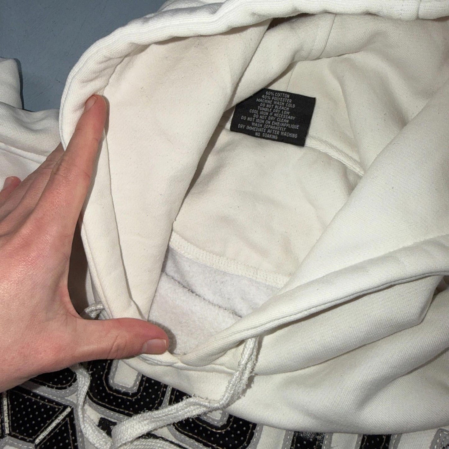 VTG Southpole Hoodie Mens M White Urban Streetwear Drawstring Spell Out Y2K