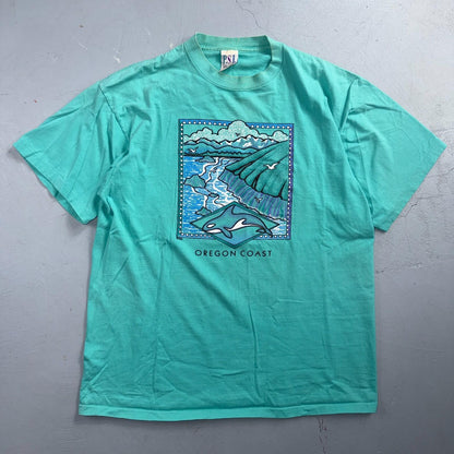 Oregon Coast PSI VTG T Shirt Orca Single Stitch Ocean Swimming Fish Life Oceanic