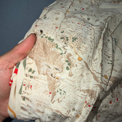 VTG 50s PENNEYS Hawaiian Flags Button Aloha Shirt Rockabilly THRASHED 1950s