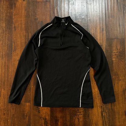 VTG Nike Active Pullover Sweater Women's L Black 1/2 Zip Therma-Fit Running 90s