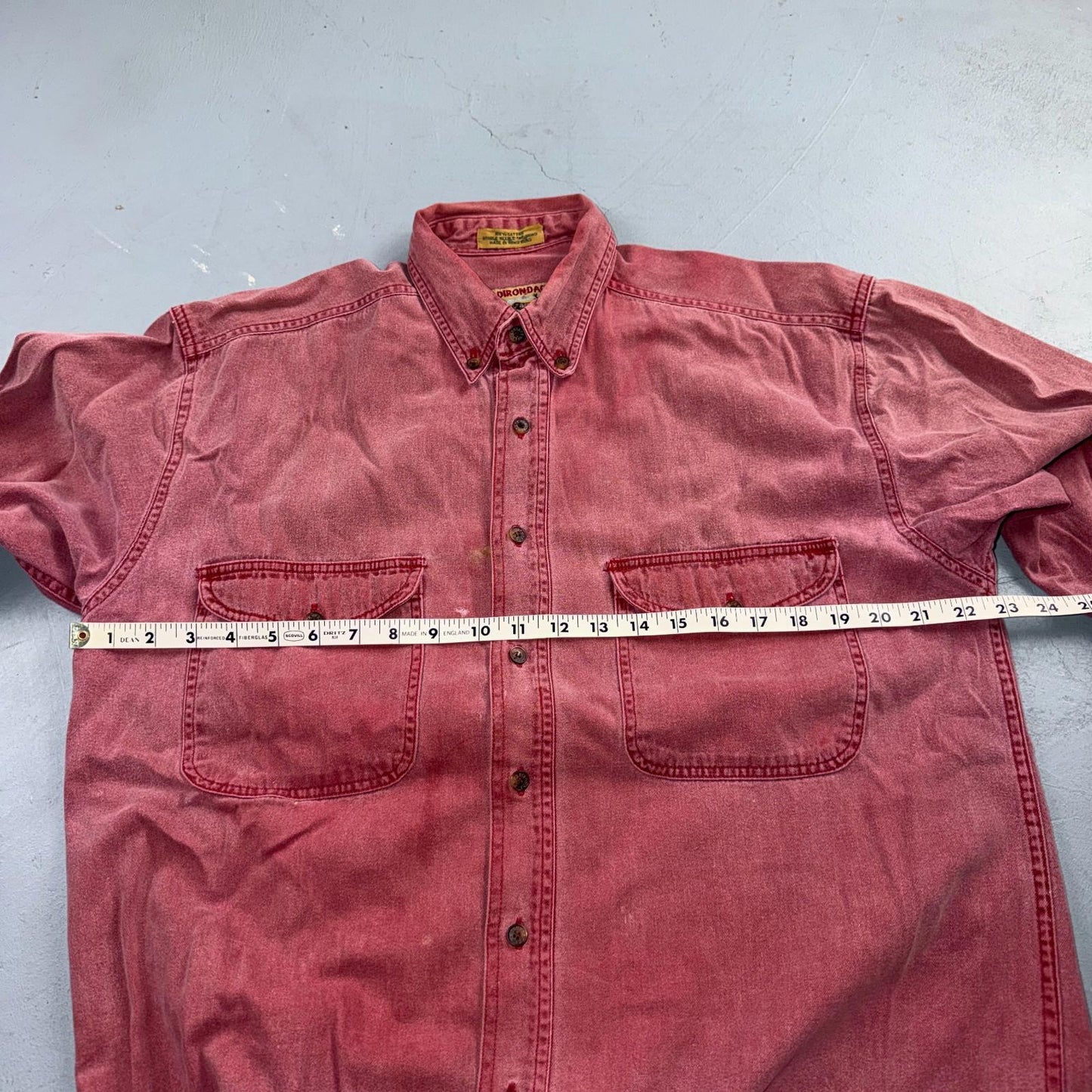 VTG Adirondack Savile Row Button Down Shirt Mens M Pink Long Sleeve Faded 90s