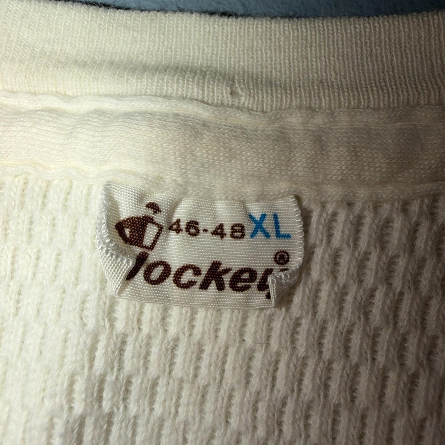 Jockey VTG 1960s Shirt Ivory Waffle Knit Thermal Underwear Long Sleeve XL