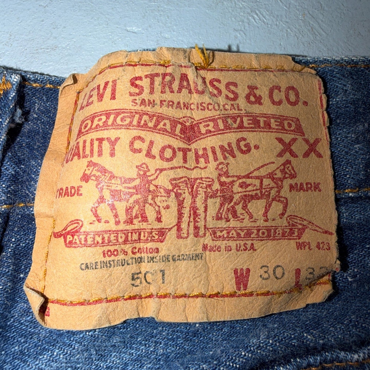 Levis 501 Vintage 80s USA XX Straight Leg Jeans Blue Med Wash 30x32 Act 26x28