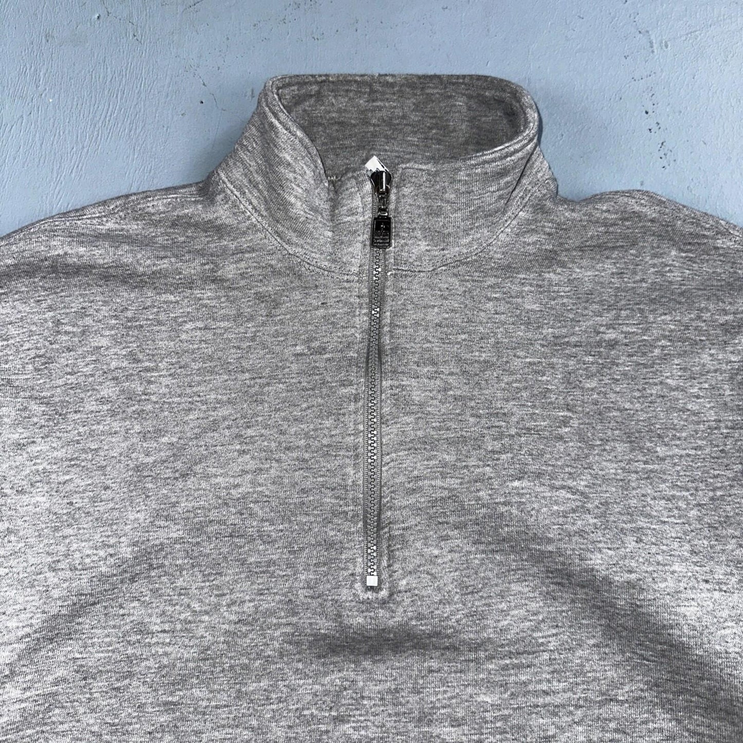 Russell Athletic USA L Sweatshirt 90s VTG Crewneck Gray Basic Blank Quarter Zip