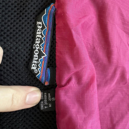 Patagonia Womens Jacket Black Pockets Nylon Logo Zip 8 Vtg Hiking Outdoors