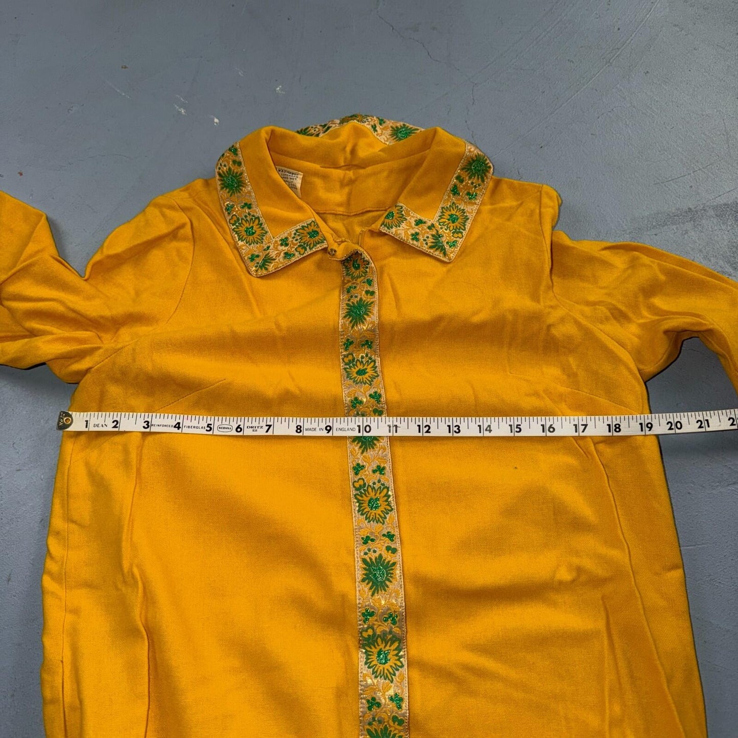 VTG 50s 60s Yellow Long Dress Summer Vibe Movie Belted Boho Hippy Rockabilly