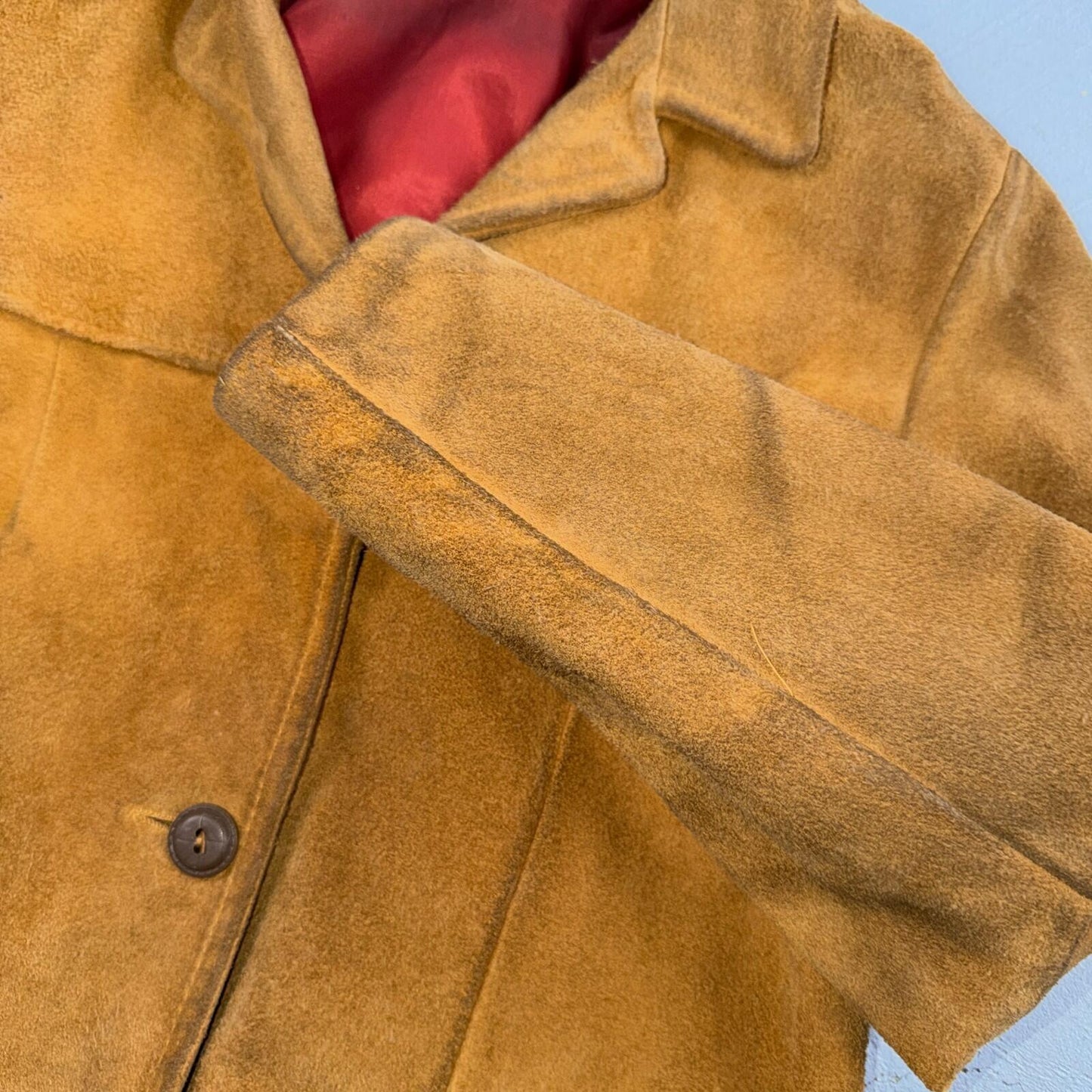 1940s 1950s VTG Brown Suede Jacket Leather Distressed Rockabilly Ricky Chore