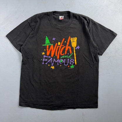 VTG 90s Witch and Famous Halloween T Shirt XL Peacock Papers Boston USA Made