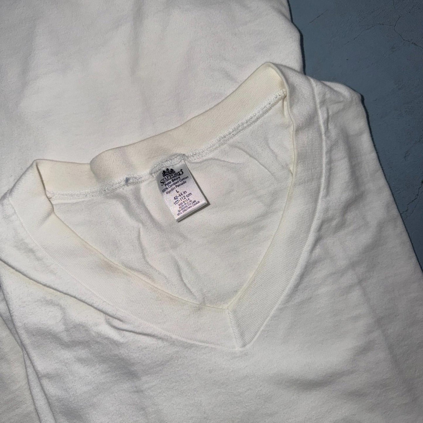 VTG Jockey Lot 6 Blank White V Neck T-Shirt Sz L Thin Single Stitch Grunge 90s