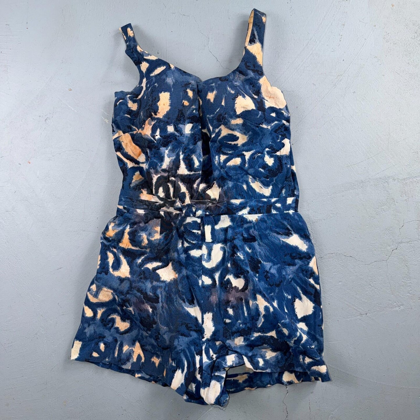 VTG 1950s Women’s Blue Skort Dress Swimsuit California Rockabilly Swim Bodysuit