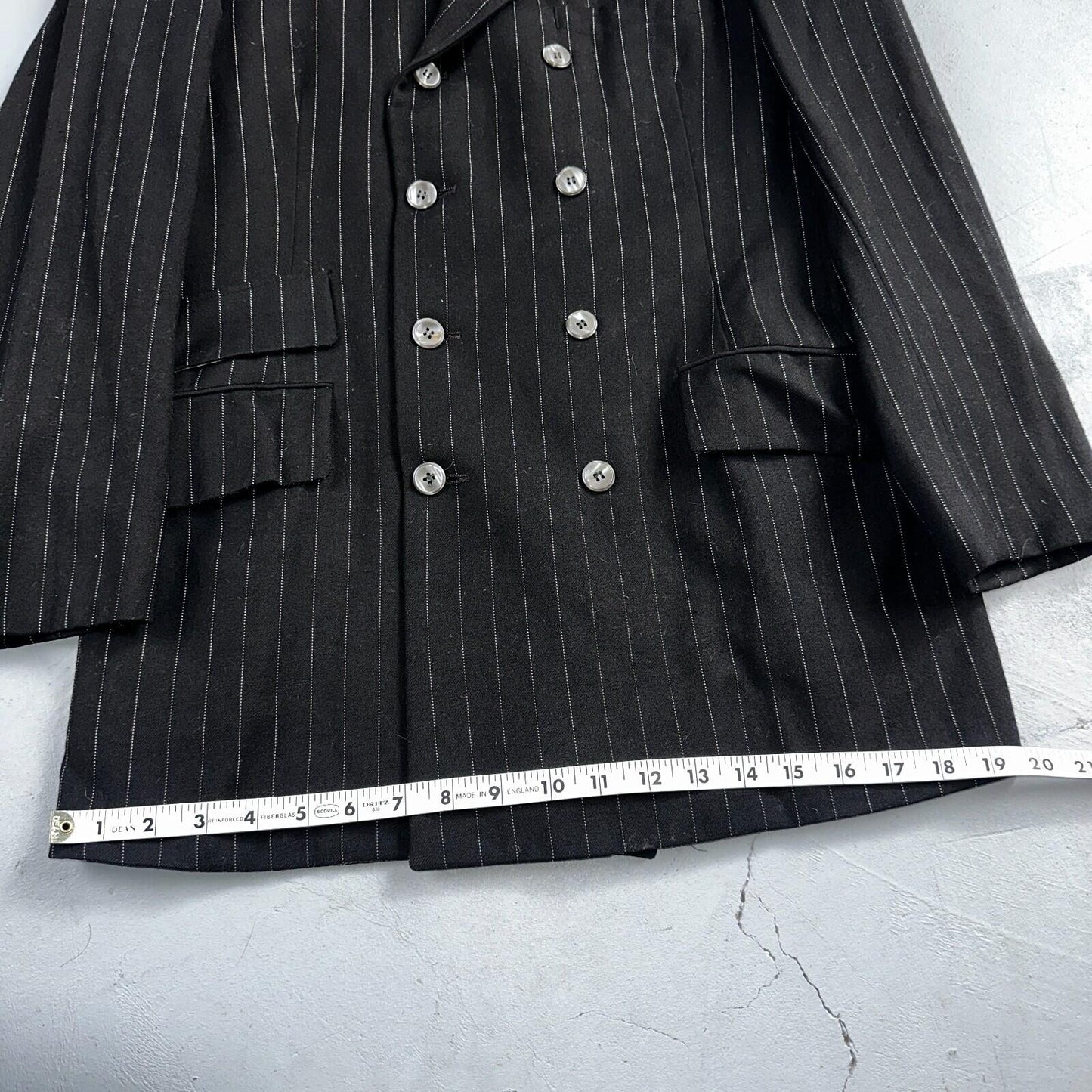 VTG Mens Suit 36 Double Breast 8 Button Jacket Sport Coat Rockabilly 50s Striped