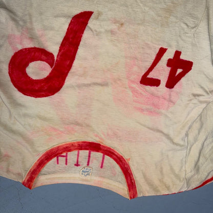 VTG 60s Handmade P Phillies 47 Baseball T Shirt DIY Painted Ringer Rockabilly