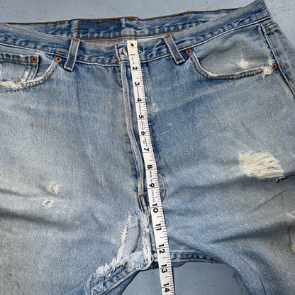 Levis 501 Vintage 90s USA XX Straight Leg Jeans Blue Thrashed 40x32 Act 37x28