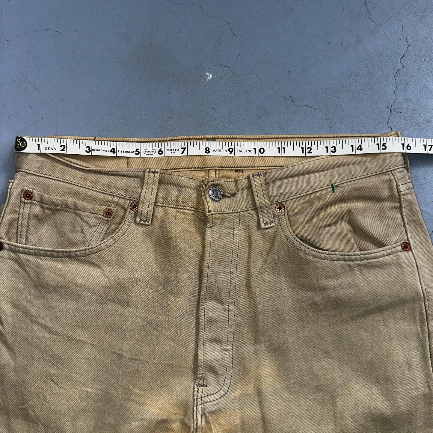 Levis 501 Vintage 90s USA XX Straight Leg Jeans Khaki Light Wash 31x30 Act 31x29