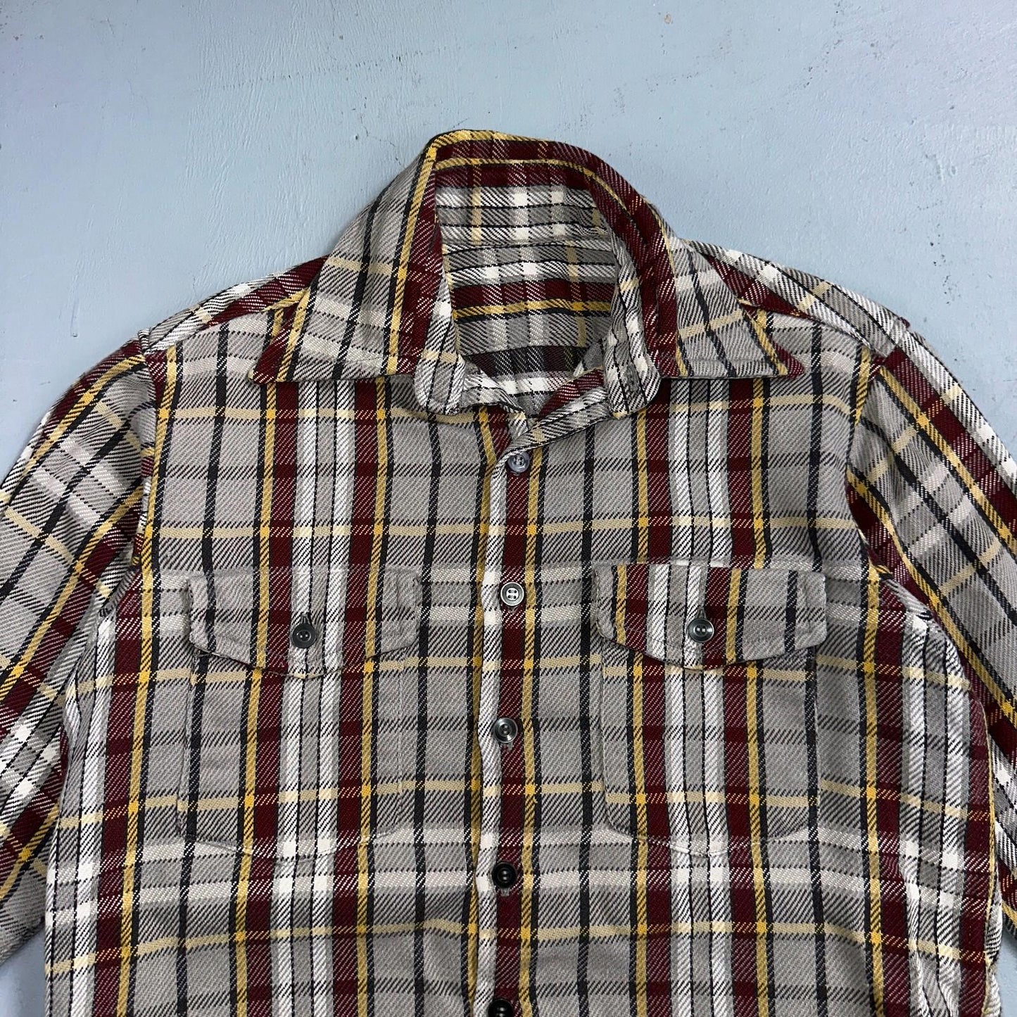VTG Big Mac JC Penneys Thick 100% Cotton Flannel Work Shirt M 70s Plaid Thrashed