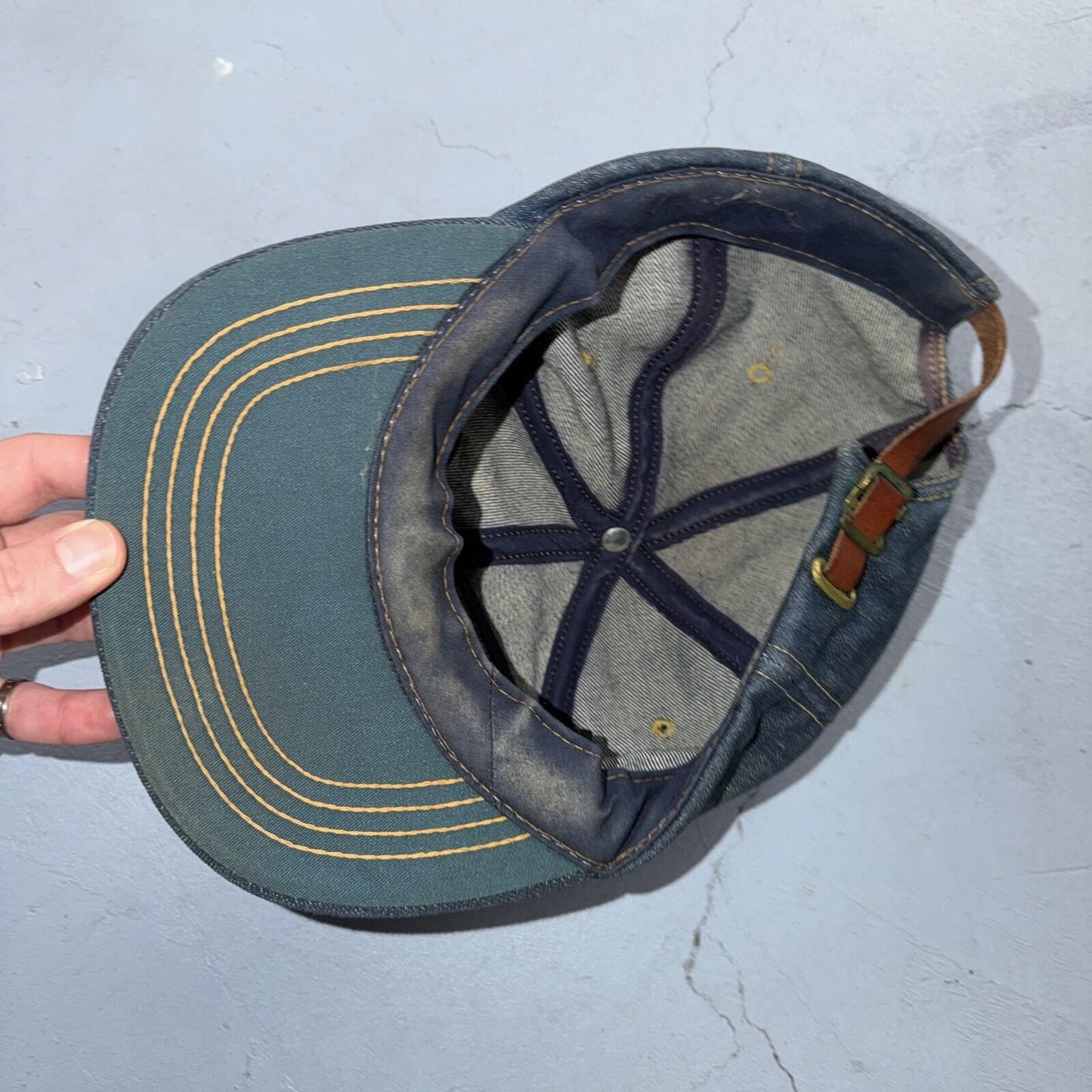 Vintage 70s Levi Strauss Denim Orange Tab Trucker Jean Cotton Snapback Hat