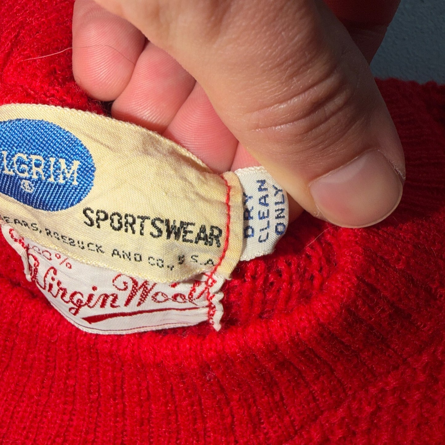 VTG 1950s Pilgrim Sportswear Wool Sweater Small Sears USA Ugly Christmas Novelty