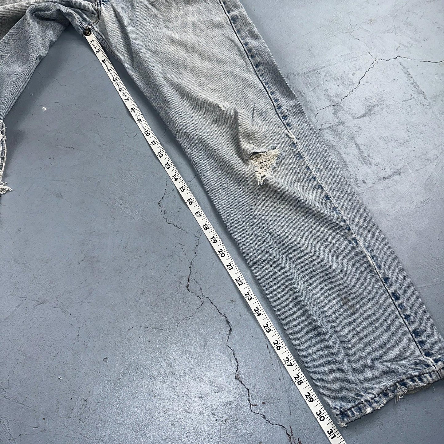 Levis 505 Vintage 90s Orange Tab Jeans 36x32 Thrashed Light Wash 501 Act 33x31