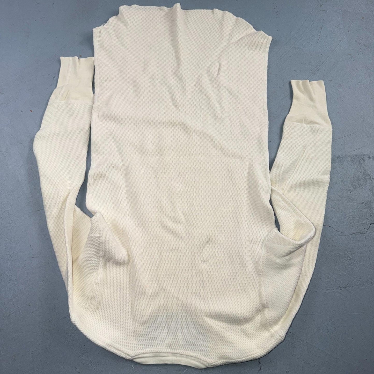 Jockey VTG 1960s Shirt Ivory Waffle Knit Thermal Underwear Long Sleeve XL