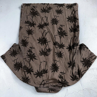 J CREW Polo Shirt Mens Large Gray Short Sleeve Pocket Tropical Palm Trees