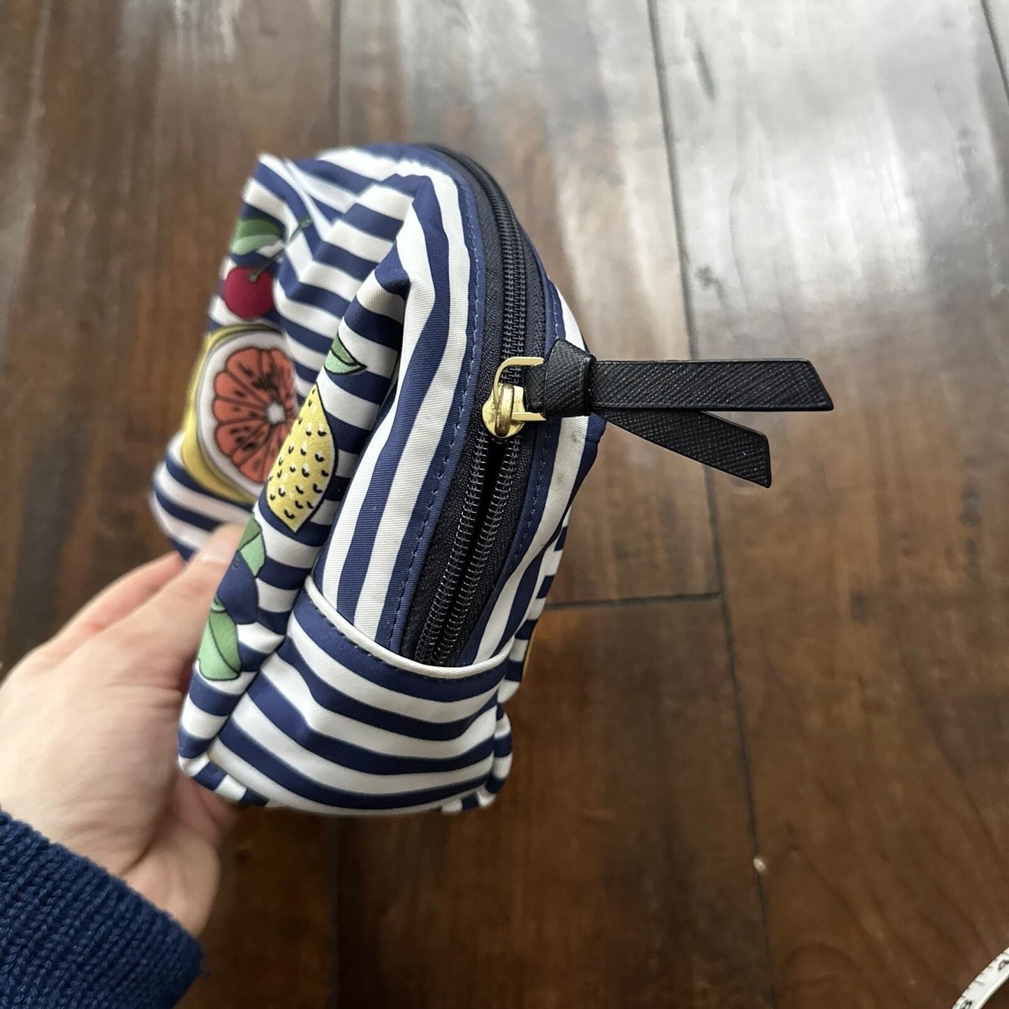 Tory Burch Printed Nylon Cosmetic Case Blue Fruits Wild Cute Print Berries