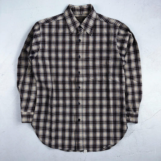 Vintage Pendleton Shirt Mens M Wool Plaid Flannel USA Button 1970s 70s Brown